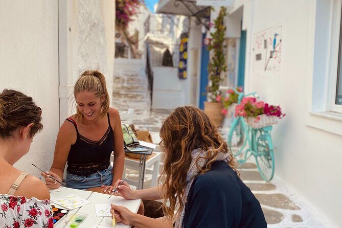 1 Hour Watercolor Workshop in Parikia Paros! - What happens in the class: watercolor basics plus two Greek scenes