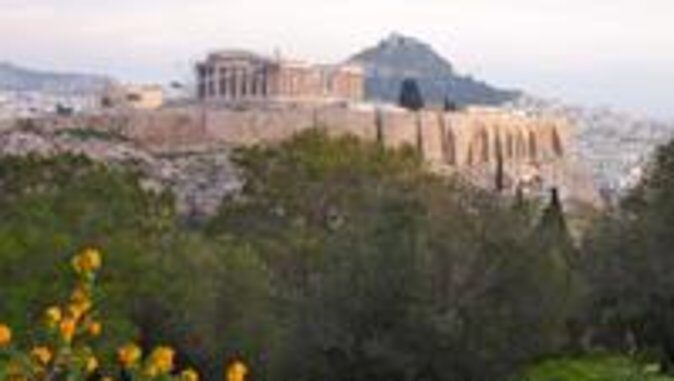 Acropolis monuments, Parthenon and Plaka, Monastiraki walking tour - Temple views down to the Tower of the Winds in the Roman Agora