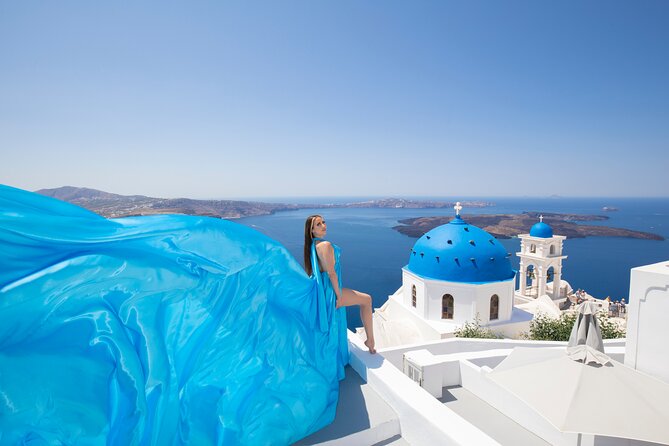 Amazing Flying Dress Photoshoot in Santorini - Why Imerovigli makes a strong photo studio