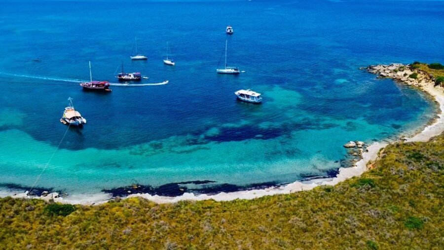 Argostoli: Full-Day Boat Cruise with Lunch - On Board the Wooden Boat Artemis: Food, Drinks, and the Water Slide