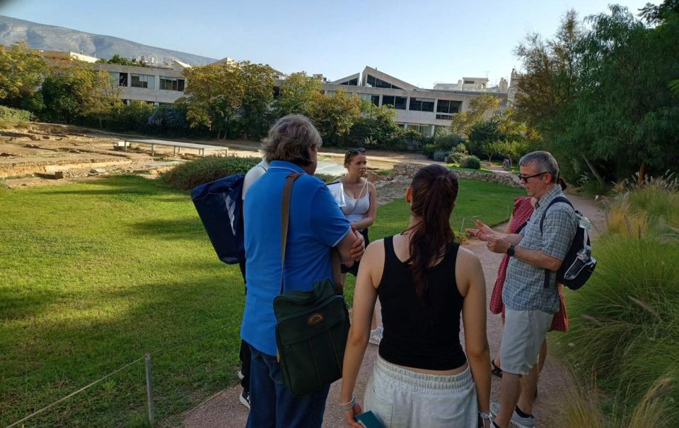 Aristotle's Philosophy Experiential Workshop, Lyceum, Athens - Sitting in the amphitheater with the ruins below