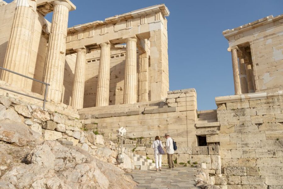 Athens: Acropolis & Plaka Neighborhood Private Walking Tour - Propylaea and the Athena spear tip story
