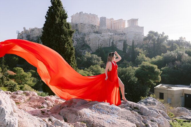 Athens Flying Dress Photo Shoot with a Professional Photographer - The dress fitting and preparation