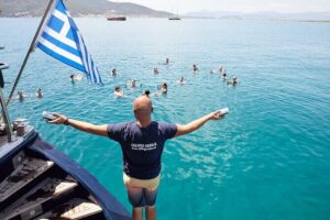 Athens Sunset Dinner Cruise – Swim Stop, Dinner & Open Bar - Swim Stop 1: Ydroussa (Hydroussa) Island for a Real Break in the Water