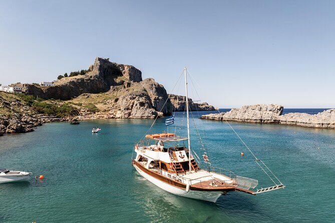 Bay to Bay Cruise in Lindos - Stop 1: Lindos Beach at Guns of Navarone Bay (First Swim Reset)