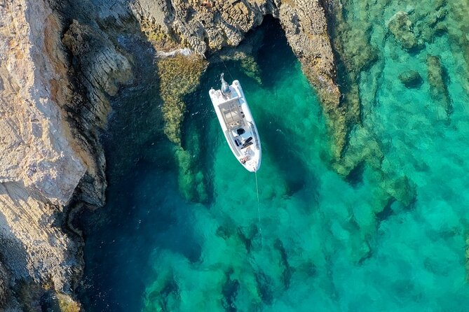 Blue Lagoon RIB Boat Tour Paros - Mastichari and the white rocks above the sea