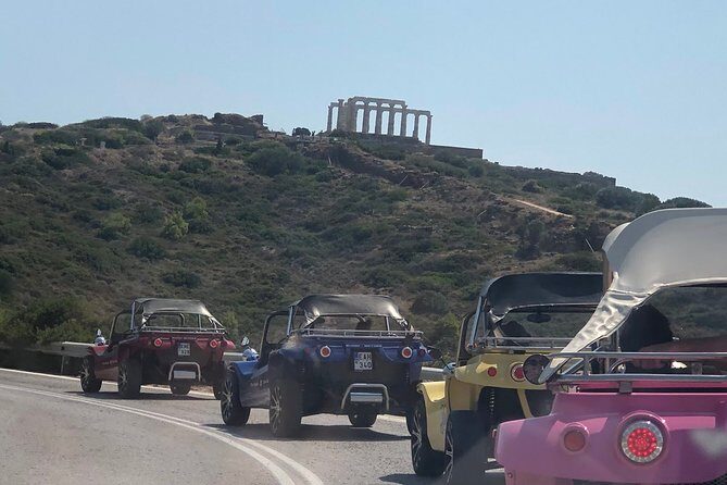 Buggy Tour in Ancient Ruins and Temples around Athens-SOUNIO Poseidon Temple - The audio experience: Bluetooth music vs. guide storytelling in five languages