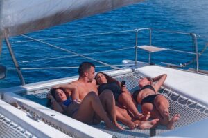 Catamaran cruise in Mykonos with Meal, Drinks & Transport - Rhenia cove swimming: the part most people remember