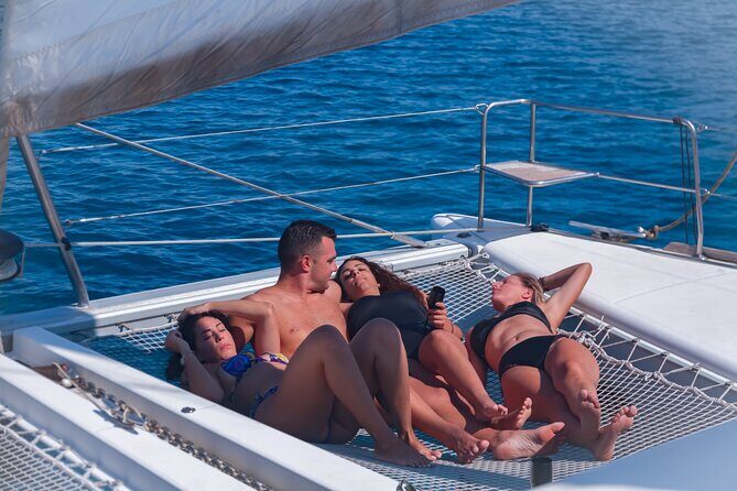 Catamaran cruise in Mykonos with Meal, Drinks & Transport - Rhenia cove swimming: the part most people remember
