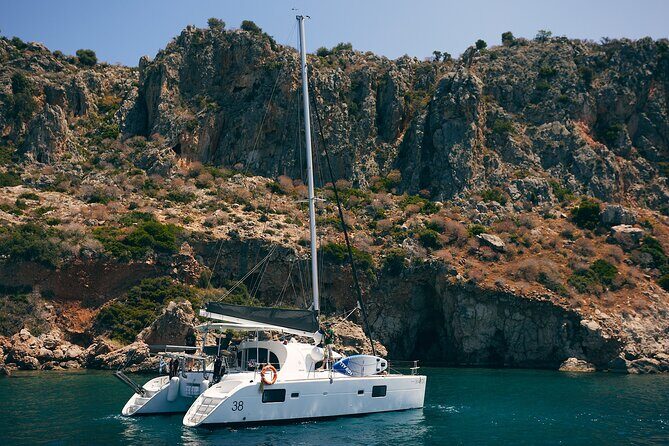 Catamaran Cruise in Nafplio | Private - Xiropigado Swim Time: Clear Water and Mountain-Edge Scenery