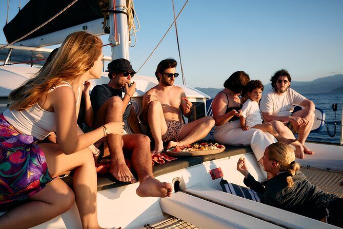 Catamaran Cruise in Nafplio | with Local Treats - What you eat and drink on board: Greek snacks and wine that actually fill you up