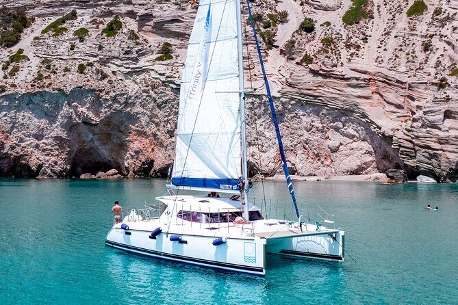 Catamaran Full-Day of Milos and Poliegos With Lunch & BBQ - Poliegos and Galazia Nera: The “Blue Lagoon” Swim