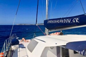 Catamaran Half Day Morning Cruise: Kleftiko - Stop 1: Kalogries Beach, the Sirmata shoreline, and Arkoudes the bear