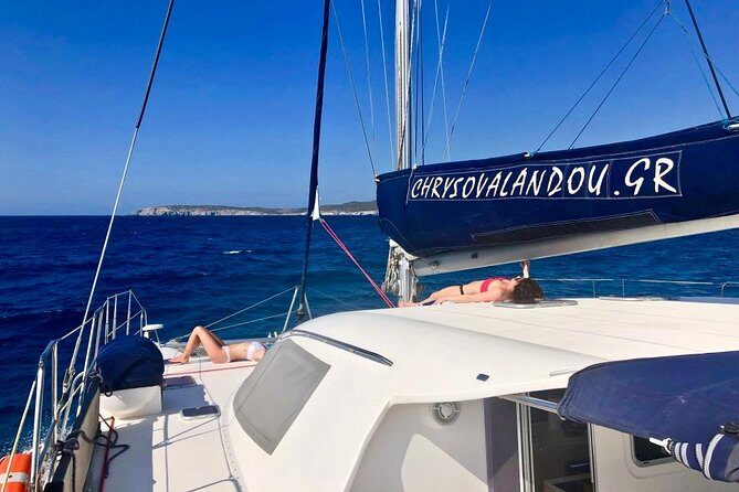 Catamaran Half Day Morning Cruise: Kleftiko - Stop 1: Kalogries Beach, the Sirmata shoreline, and Arkoudes the bear
