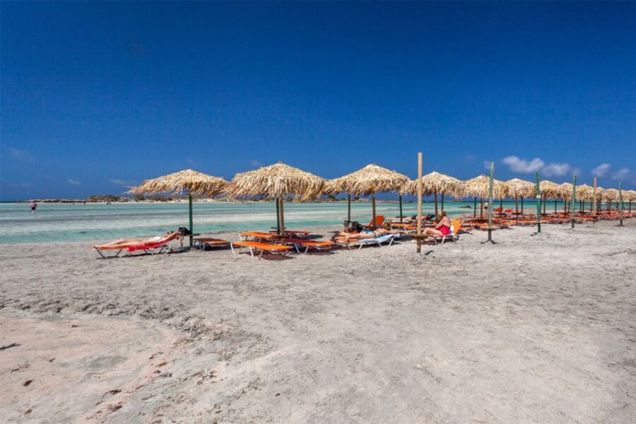 Chania: Elafonisi and Milia Mountain with Loungers and Lunch - Elafonisi Beach: reserved loungers, pink sand, and swim time