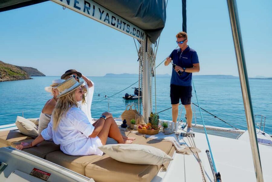 Chania Old Port: All-inclusive Catamaran Trip Agioi Theodori - Sailing out of Chania Old Port, the easy way
