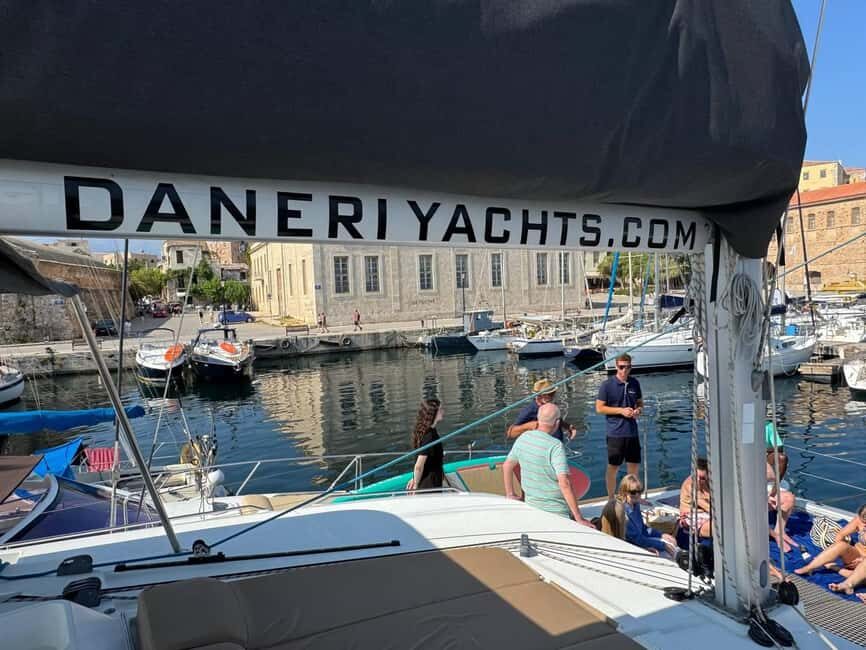Chania Old Port: All-inclusive Catamaran Trip Agioi Theodori - Chania to Agioi Theodoroi: the cruise portion that sets the tone