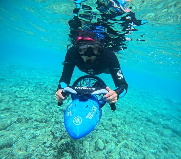 Chania: Sea Scooter Snorkeling boat tour - Souda Bay snorkeling stops: what you’ll see and how the scooter helps
