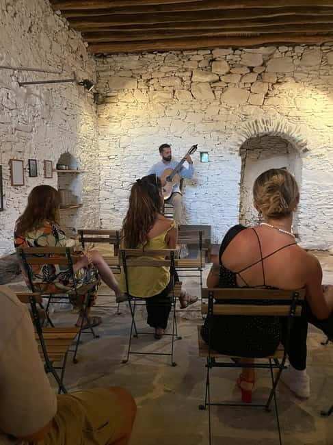 Classical guitar concert in a historic olive press - The 20-Minute Break: Cheese, Wine, Tomatoes, Olives, and a Starry Moment