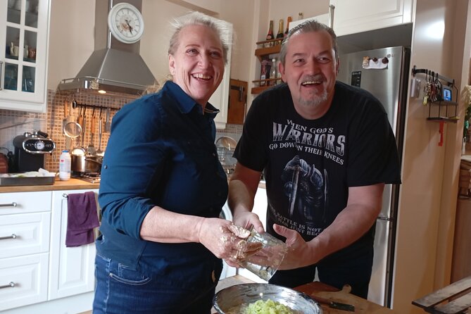 Cook and eat with locals in Thessaloniki - Private group - Preparing three dishes from a six-dish Greek meal