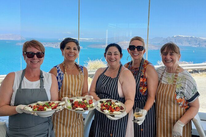 Cooking Class and Wine Tasting in Santorini - Akrotiri Taverna Lunch with Litsa: Ouzo Welcome and a View to Match