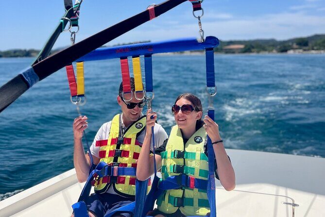 Corfu Parasailing - Fly High in the Sky - Meeting at Dassia Ski Club and Getting Briefed