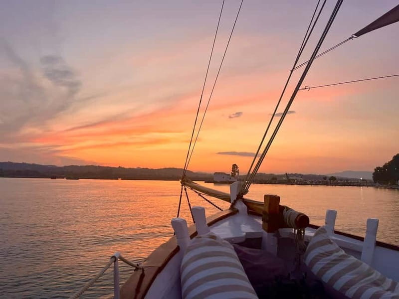 Corfu: Sunset Cruise on a Traditional Wooden Sailing Yacht - The old fortress and Garitsa Bay from the water