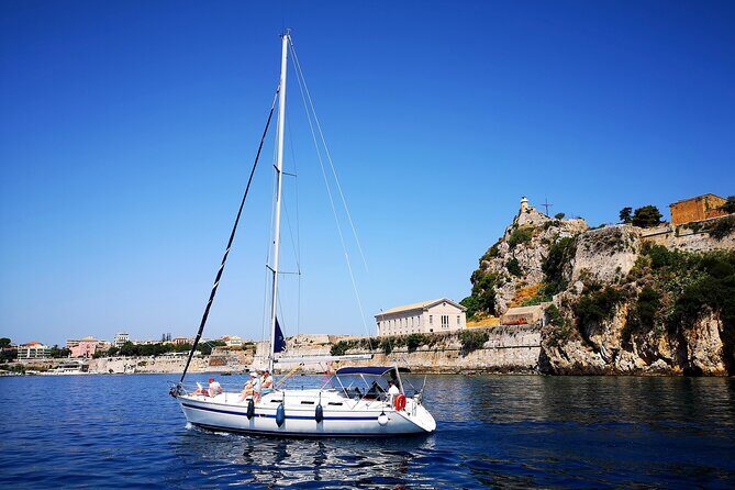 Corfu:Private sailing yacht cruise for up to 10 guests - Garitsa Bay and Mouse Island: anchored scenery and playful photo moments