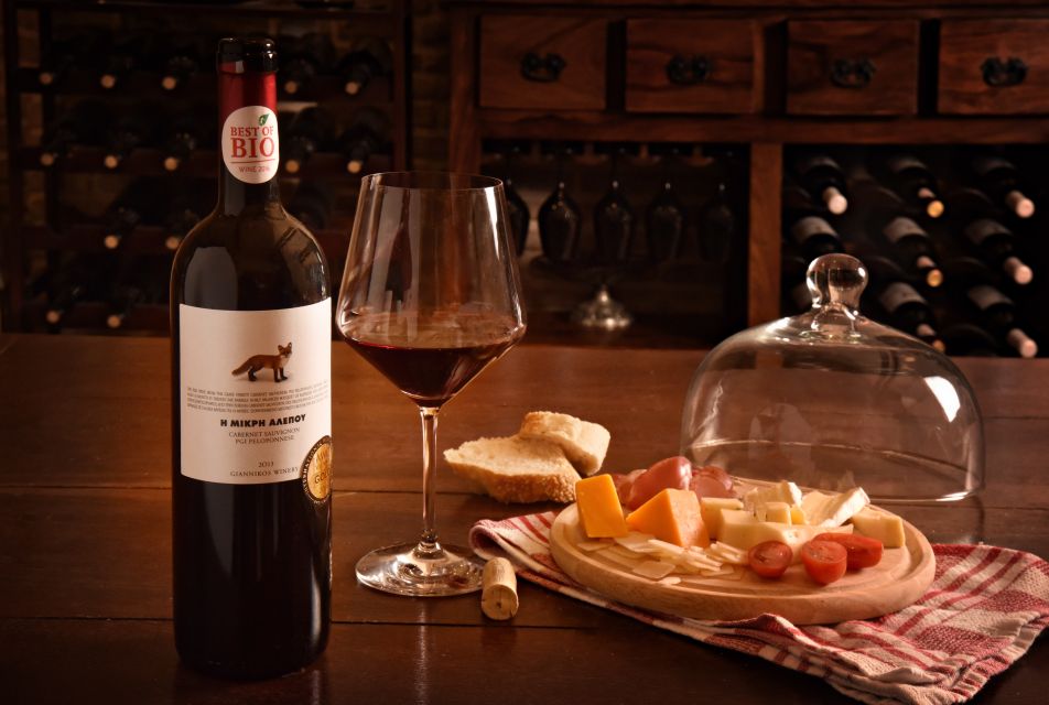 Corinth: Winery Tour and Organic Fine Wine Tastings - Four wines in the tasting room
