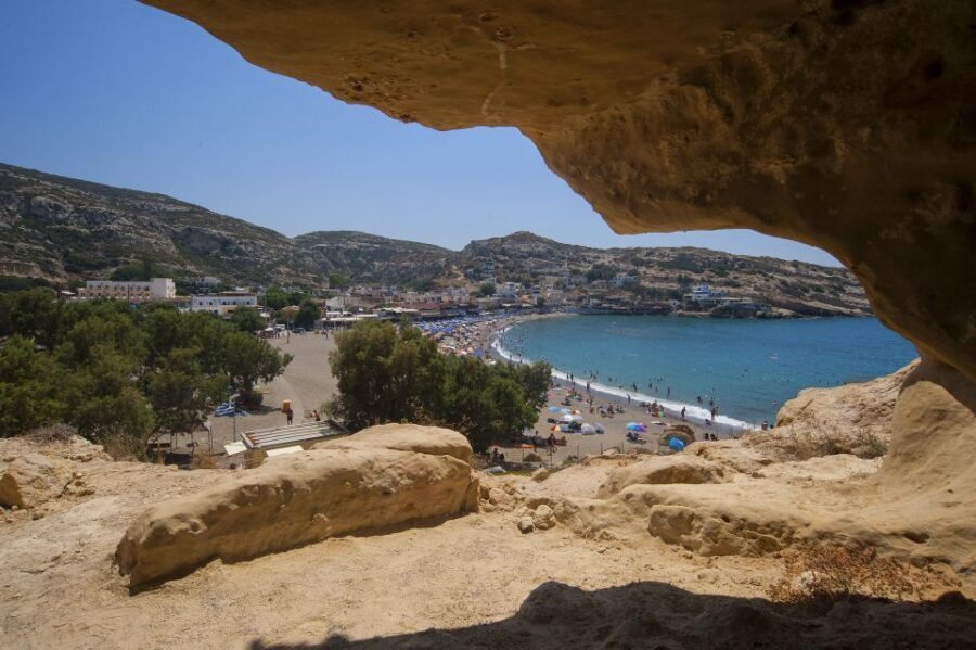 Crete: Matala Beach and Hippie caves, Red beach - Matala Beach: where the sand meets caves and sea time