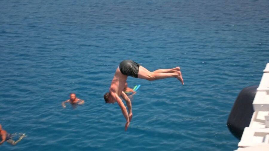 Crete: Mirabello Bay Cruise with Onboard Cocktail - First Swim Stop at Kolokytha Beach: Turquoise Water and Real Time to Get In