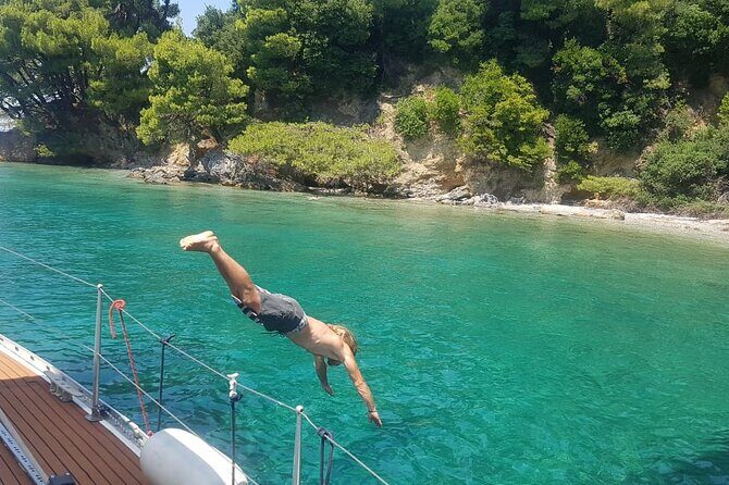 Day sailing Skiathos Skopelos with lunch on Rainbow yacht - Late-afternoon beach choices: Lalaria, Dasia, and Arkos depending on conditions