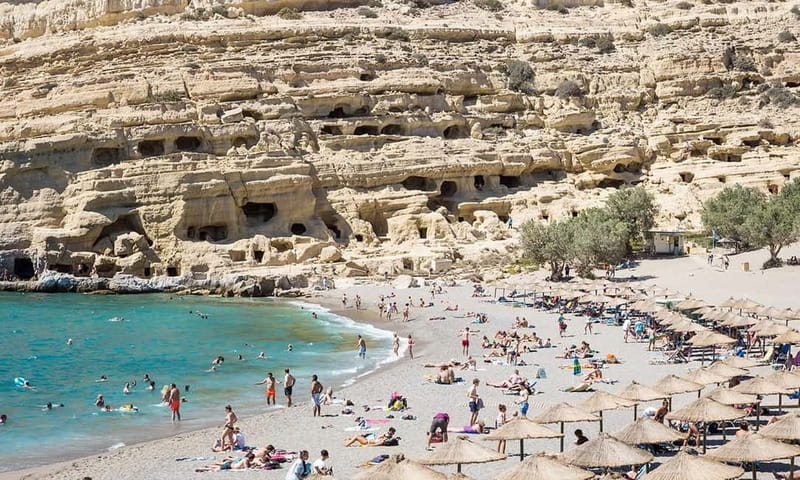 Day trip to Matala Hippie Beach & Gortyn Archaeological Site - The caves above the bay