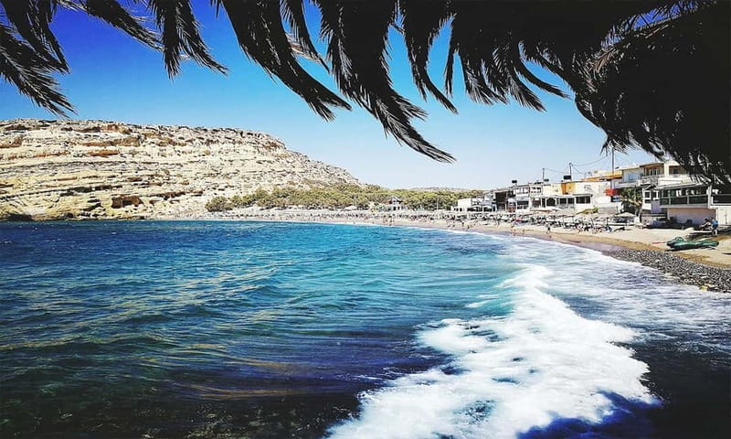 Day trip to Matala Hippie Beach & Gortyn Archaeological Site - Arriving at Matala’s 300-meter beach