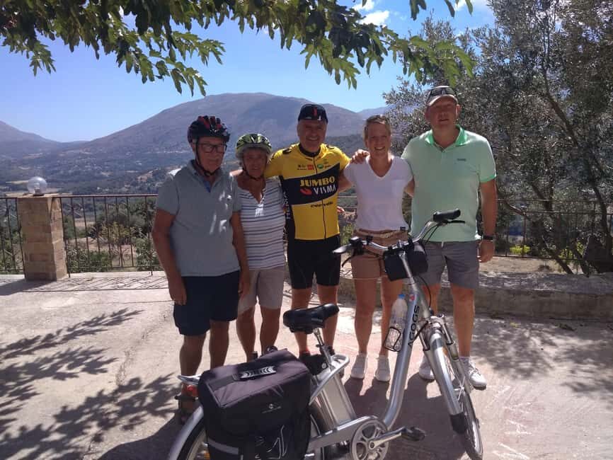e-Bike Cycling Tour to Arkadi Monastery Full Lunch included - The first stops: Arsani Monastery, olive groves, and uphill momentum