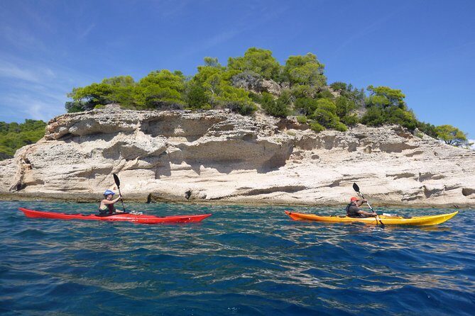 Epidavros sea kayak at the Ancient sunken city tour, small ancient theater - Snorkeling over ancient structures: how to make the most of the underwater time
