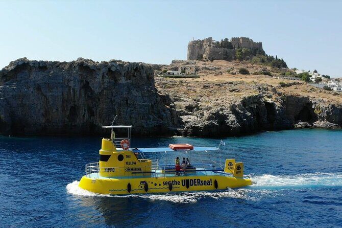 Explore Lindos Aboard the Hippo Submarine - Stop at the Tomb of Kleoboulos: fish-feeding and a story stop