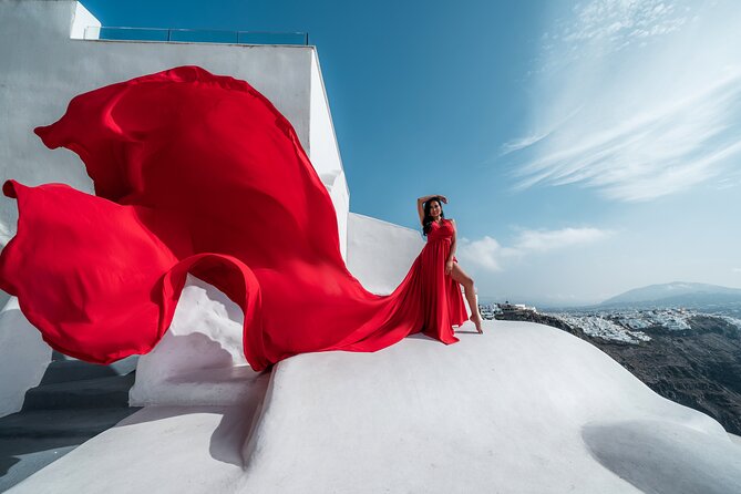 Flying Dress Express - What this Santorini photo shoot is really like
