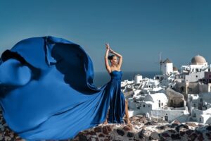 Flying Dress Photo © Photoshoot in Santorini: Express Package - Dressing, assistant help, and fast pose coaching