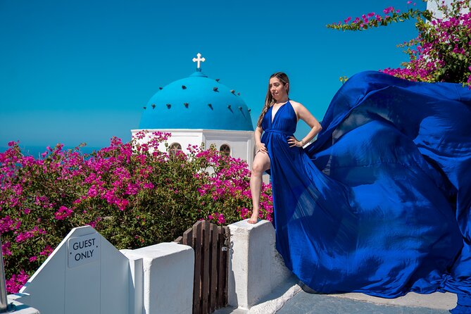 Flying Dress Photoshoot in Oia Private entry to Blue Dome - What you receive after posing