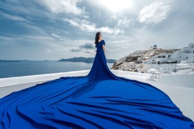 Flying Dress © Photoshoot in Santorini: Mr. President Package - Hair and makeup set the tone