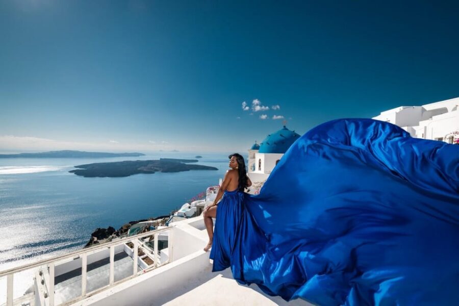 Flying dress Photoshoot in Santorini with Hotel Pickup - Key highlights worth planning for