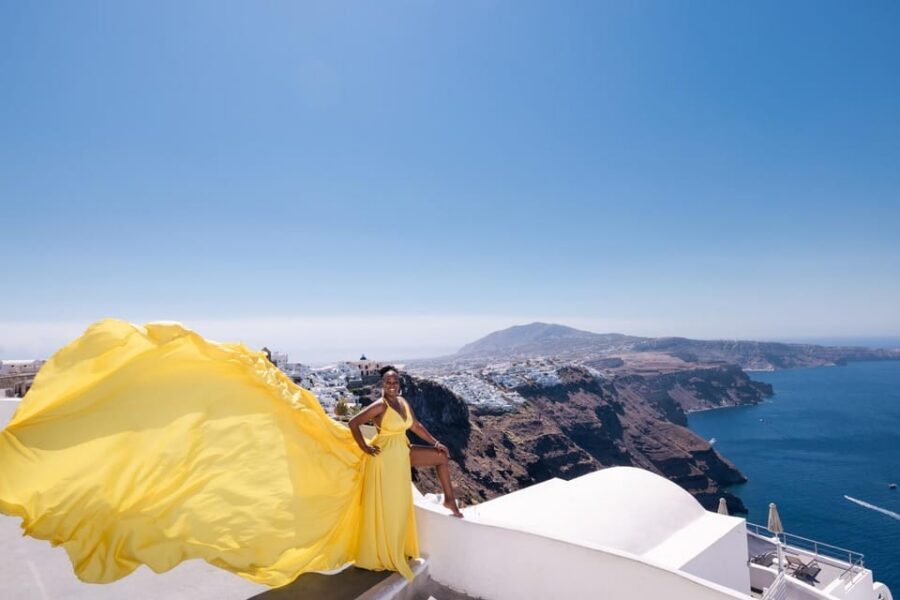 Flying dress Photoshoot in Santorini with Hotel Pickup - Flying Dress Santorini: why this feels different from a basic shoot