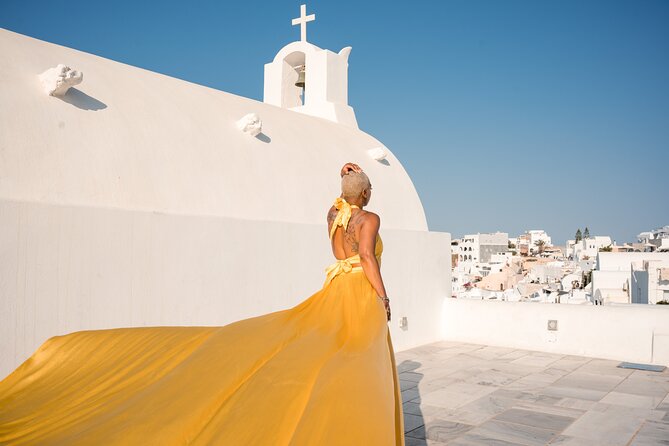 Flying Dress Private Photoshoot Santorini - Why a flying dress works so well in Santorini