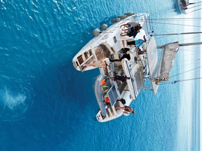 From Adamas: Milos and Poliegos Catamaran Cruise with Lunch - Morning timing from Adamas, plus how wind changes your route