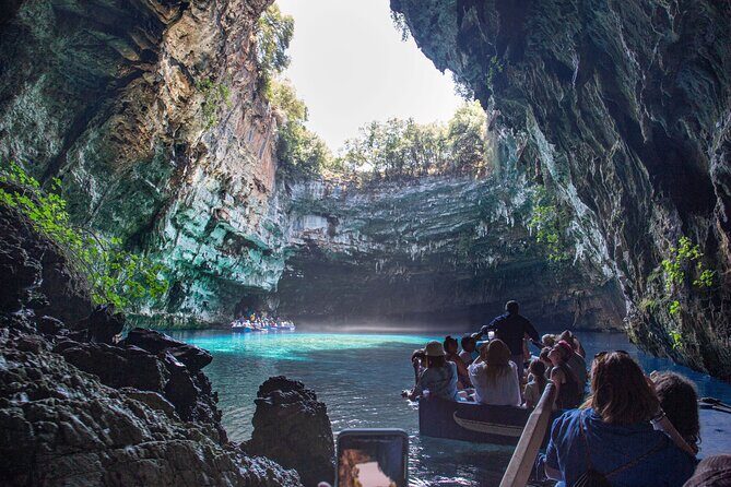 From Argostoli: Melissani Lake and Myrtos Beach - Myrtos Beach swim break: stunning views, but plan for rocks and time limits