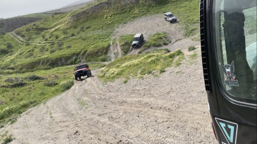From Fira: Santorini Wrangler Jeep Convoy Tour & Villages - The Wrangler convoy style: faster viewpoints, less guesswork