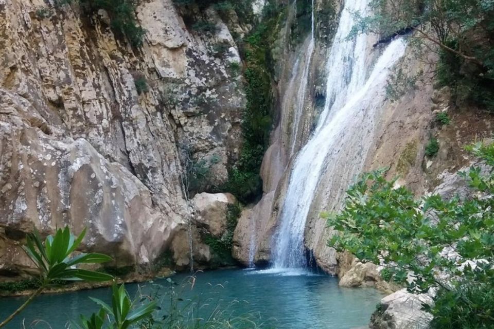From Kalamata: Polylimnio Waterfalls Guided Hiking Tour - The final waterfall and its cold blue pool