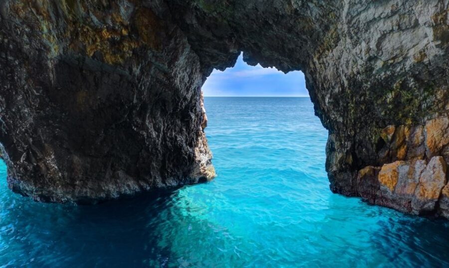 From Kefalonia: Blue Cave Boat Cruise & Shipwreck Photo Stop - Mounda Beach swimming stop: the calmer payoff