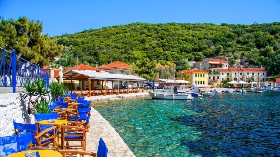 From Kefalonia: Day Trip to Ithaki Island with a Swim Stop - First Step: Sailing out of Poros (9:00 AM and you’re already moving)